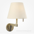 American style steel led wall lamp with fabric lampshade for indoor modern home appliance